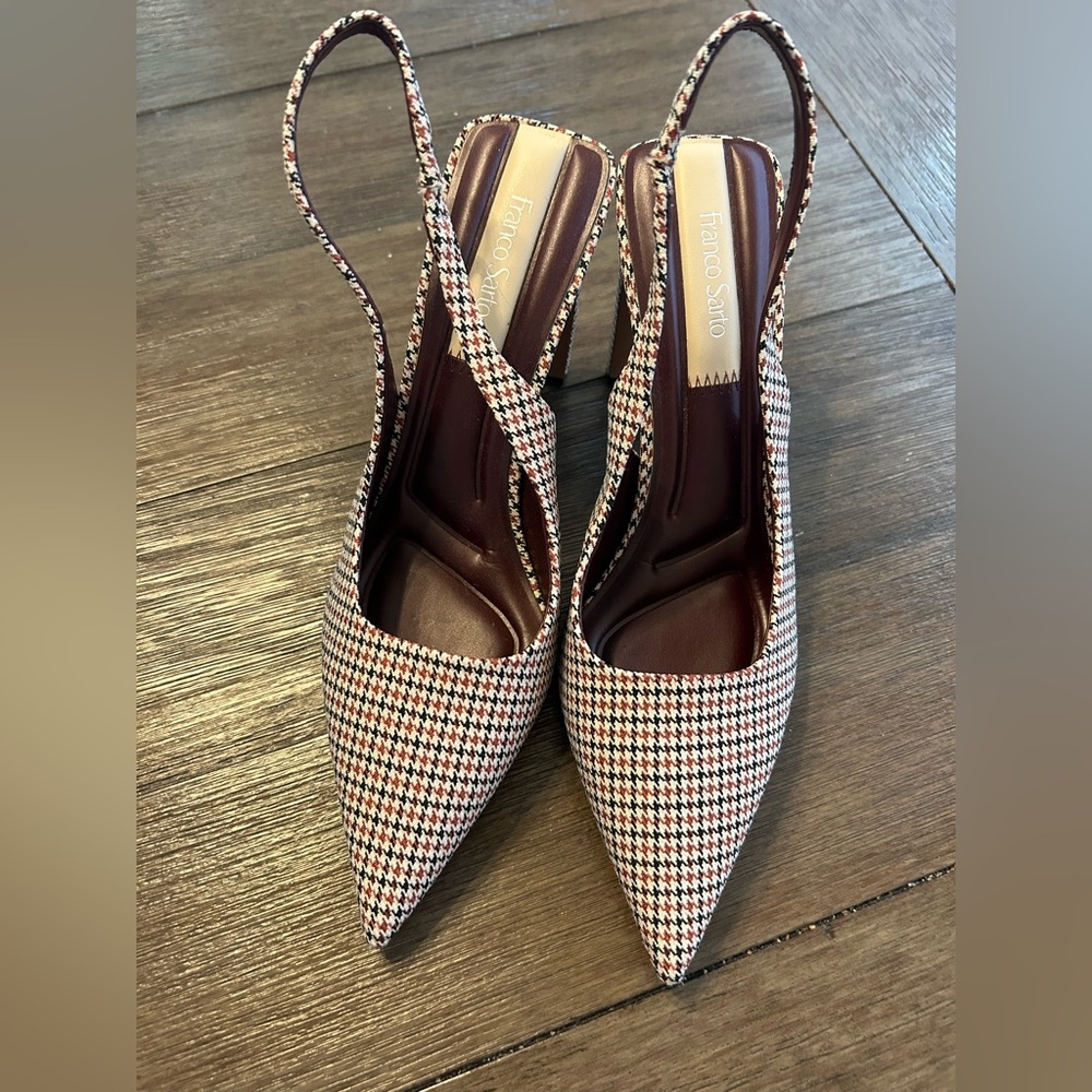 Franco Sarto plaid tan never worn.Like new